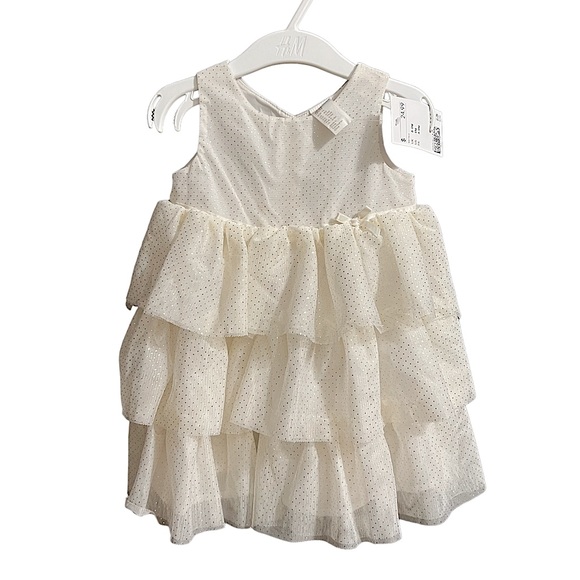 H&M Dresses Nwt Hm Baby Glittery Tulle Dress Cream Size 9m Poshmark
